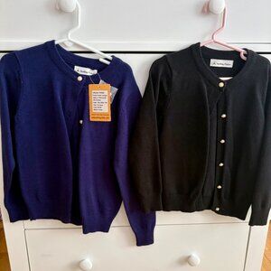 Lot of 2 Girls Cardigans Navy Blue and Black Size 5-6